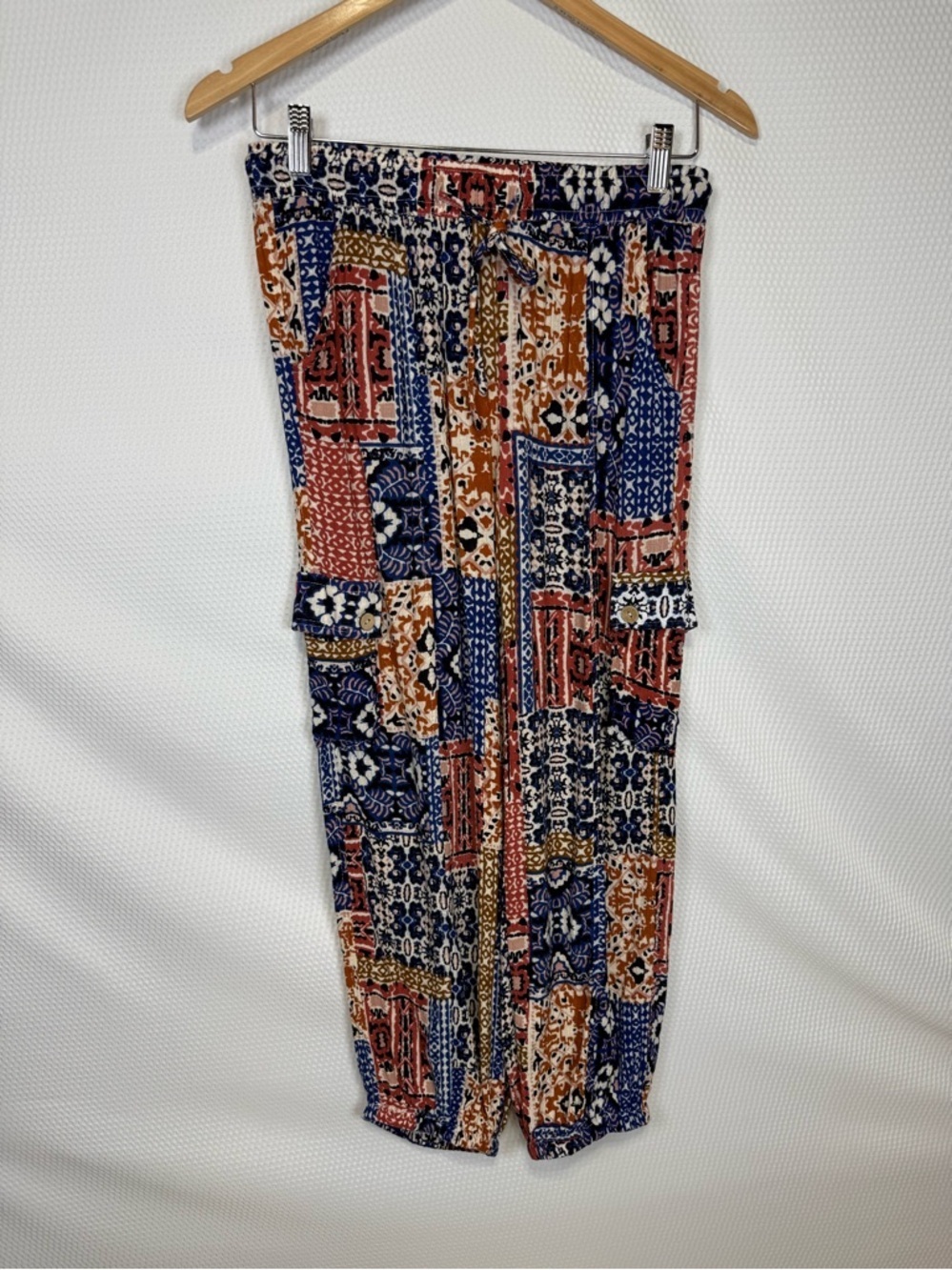 Christian Soriano Sz Small Bohemian Patchwork Print Cargo Jogger Pants